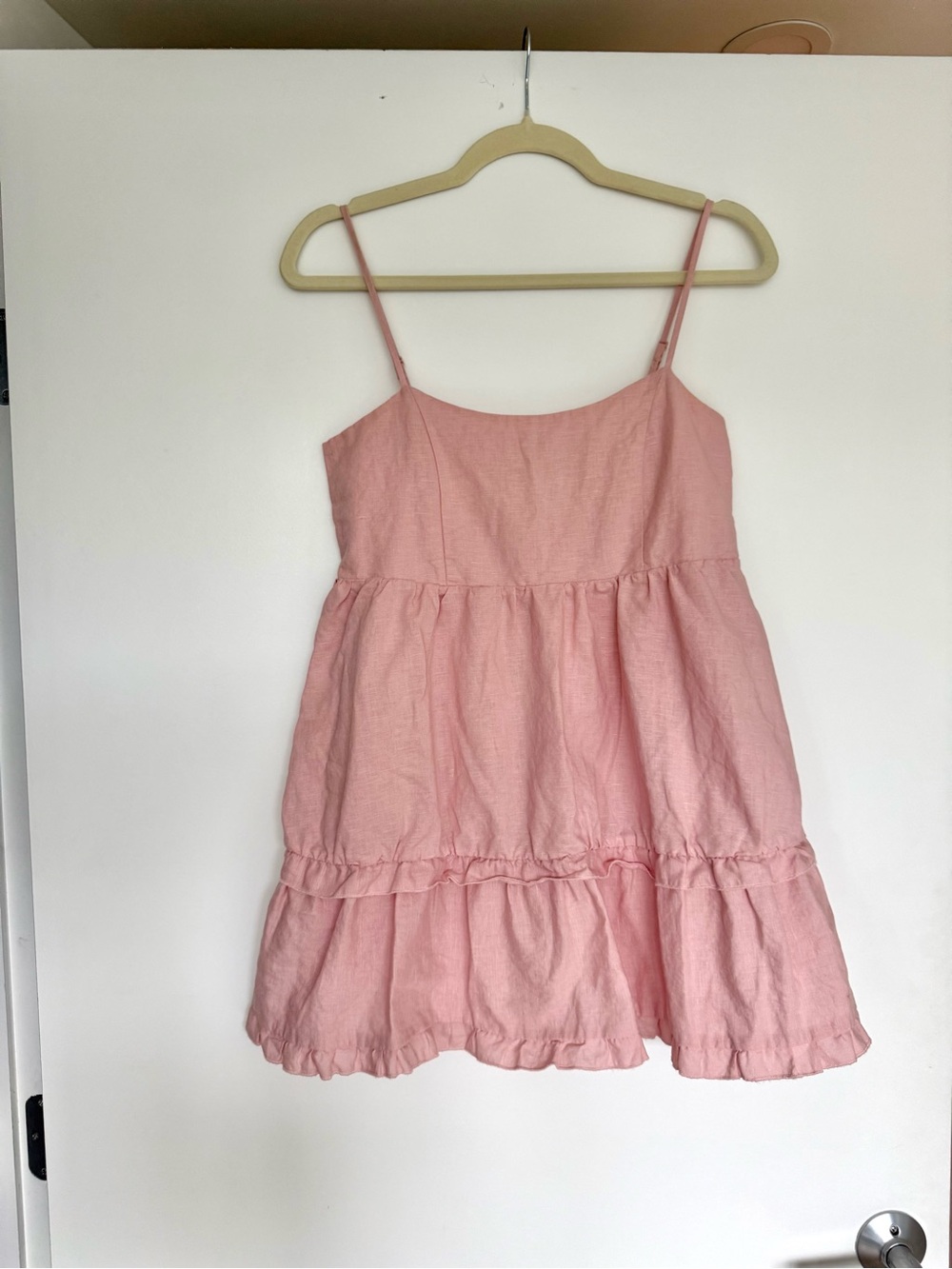 Sunday Best Pink Linen Blend Babydoll Mini Dress